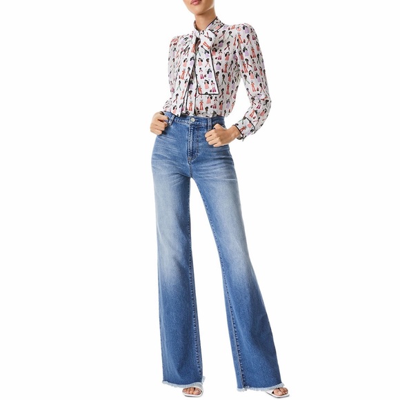 Alice + Olivia Jeannie Chef Stacey Silk Blouse Size Small - Picture 3 of 10